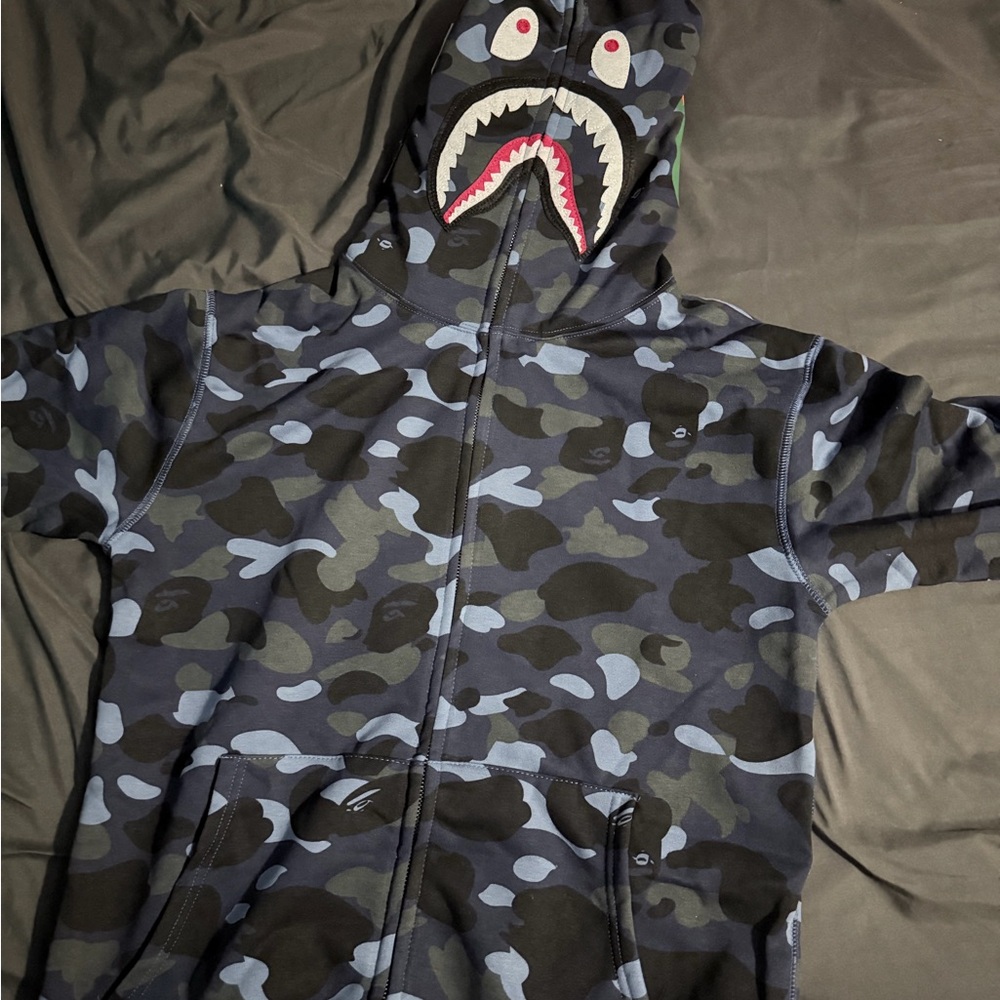 Brand New Blue Camo Bape Zipup Hoodie
